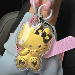 手機(jī)鏈掛繩足金999黃金七夕送禮hellokitty哈嘍KT貓鑰匙扣包掛件