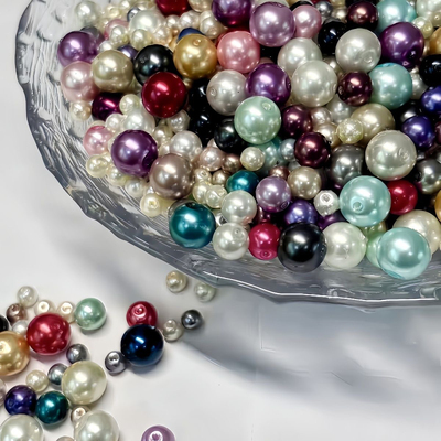 优质穿孔彩色混大小仿珍珠diy手工串珠服装耳环手镯项链用散珠