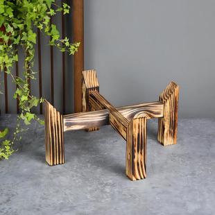 陶瓷鱼缸支架底座十字支撑实木底座圆形陶瓷缸专用装饰品底座摆件