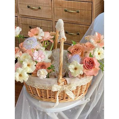 手提花篮鸡蛋花篮diy月子水果鲜花编织野餐插花月子礼物送产妇