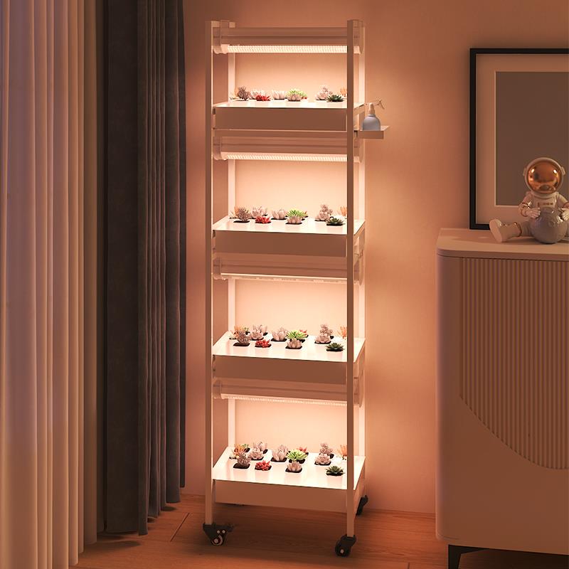 知三月便携室内家用透气多肉花架小推车带滑轮可移动加厚小型植物