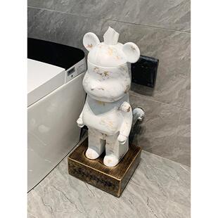 浴室落地式卷纸架装饰卫生纸盒现代创意新潮纸巾盒大理石熊纸巾架