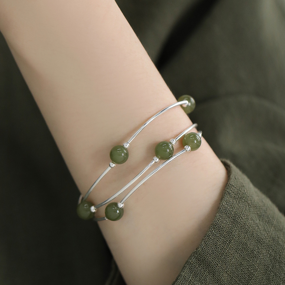 925银圆珠多层新中式两用款手链