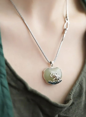 景泰蓝复古925银祥云小象毛衣链