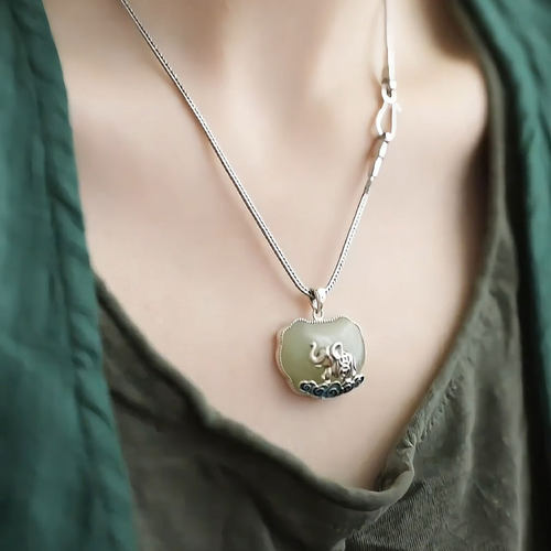 景泰蓝复古925银祥云小象毛衣链