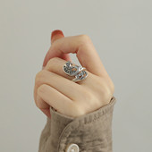 复古925银锦鲤戒指女民族风小众高级感年年有鱼开口可调节食指戒