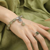 925银瓜珠扎基招米纳福手串复古新中式 女和田晴水圆珠弹力绳手链