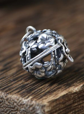 s925银可打开香丸镂空香薰球吊坠