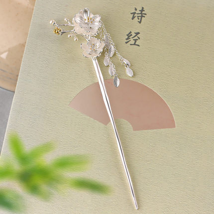 梅花发簪女古风S925银步摇流苏簪子汉服发饰头饰女生旗袍送女友