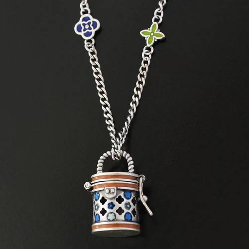 复古S925银皇冠彩色镂空可开吊坠