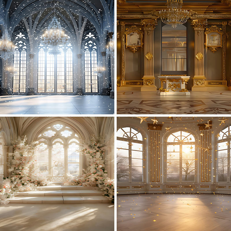 宫殿城堡儿童摄影直播背景布3d立体背景墙鲜花室内立体壁纸画直播间场景布置高级感网红拍照区拍视频段可移动