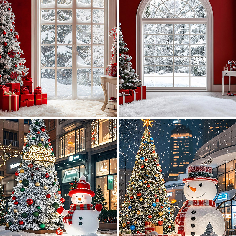 圣诞节日直播背景布平安夜主题拍摄带货氛围感高级3d立体壁纸画直播间感红色绿色艺术挂布5d高端喷绘道具