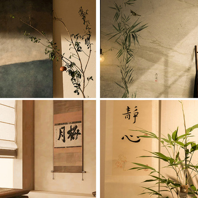 直播间背景布背景墙国风新中式仿真3D立体壁纸幕布场景布置茶室屏风庄重大气复古风格男女通用