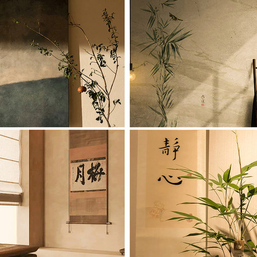 直播间背景布背景墙国风新中式仿真3D立体壁纸幕布场景布置茶室屏风庄重大气复古风格男女通用