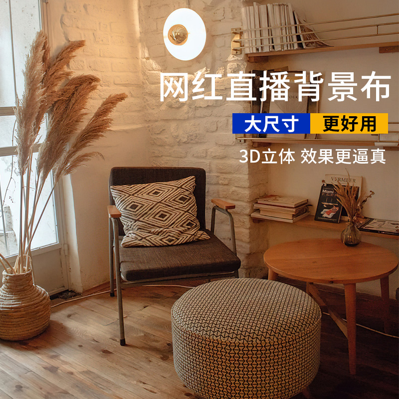 网红直播背景布3d立体主播背景墙摄影简约直播间装饰拍照房间布置风景