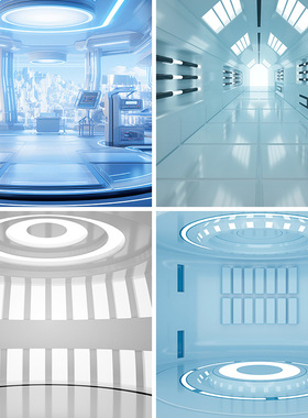 健身跳操空间通道3d立体空间直播背景布高级感蓝色几何空间延伸男女主播北欧风未来世界直播间背景墙体训课