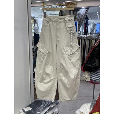 美式2025早秋斜口袋洋气减龄弯刀工装裤女宽松显瘦高街阔腿休闲裤