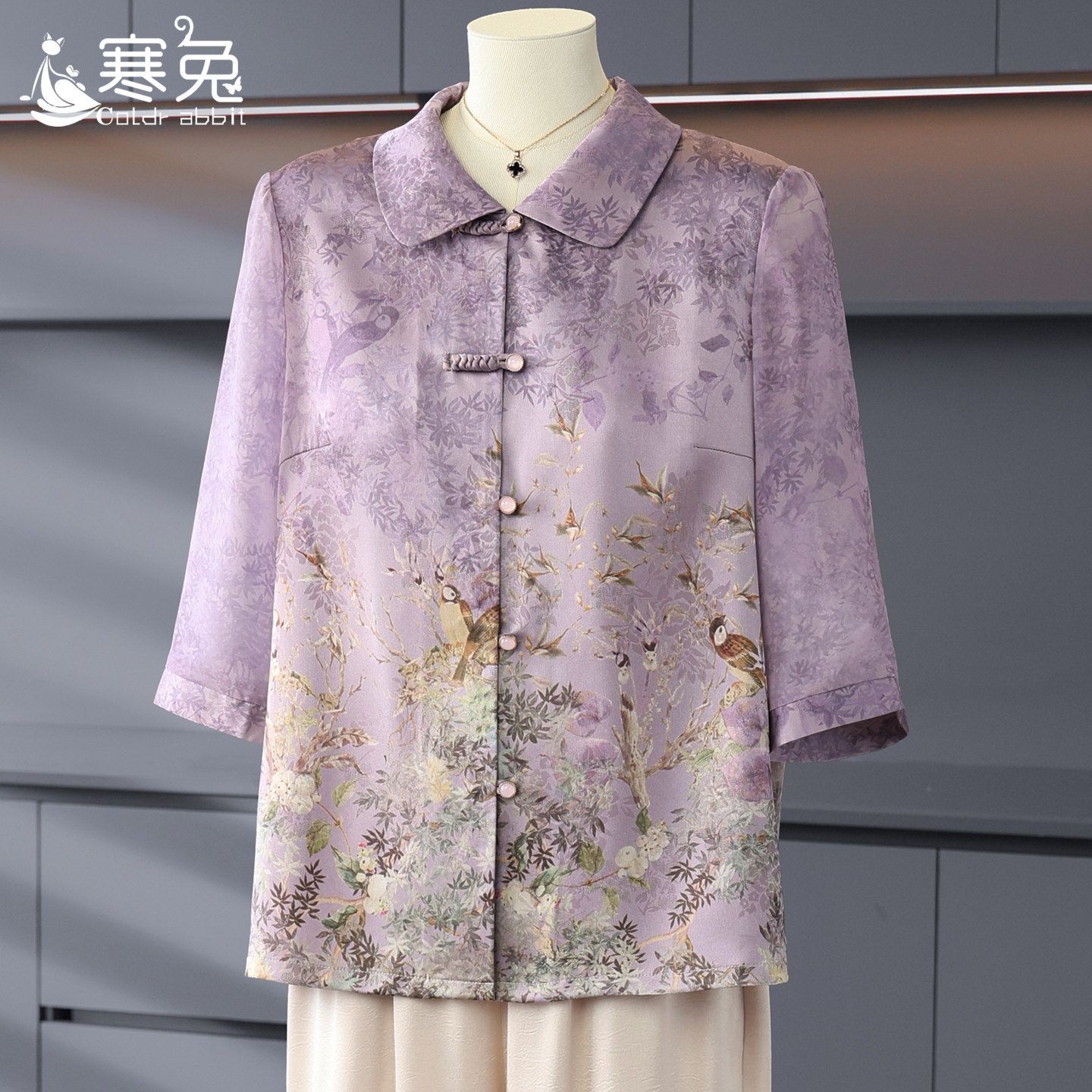 新中式妈妈装五分袖衬衫