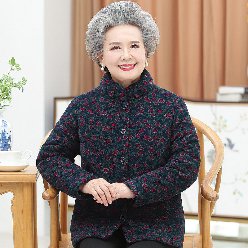 老年人冬装女灯芯绒棉衣
