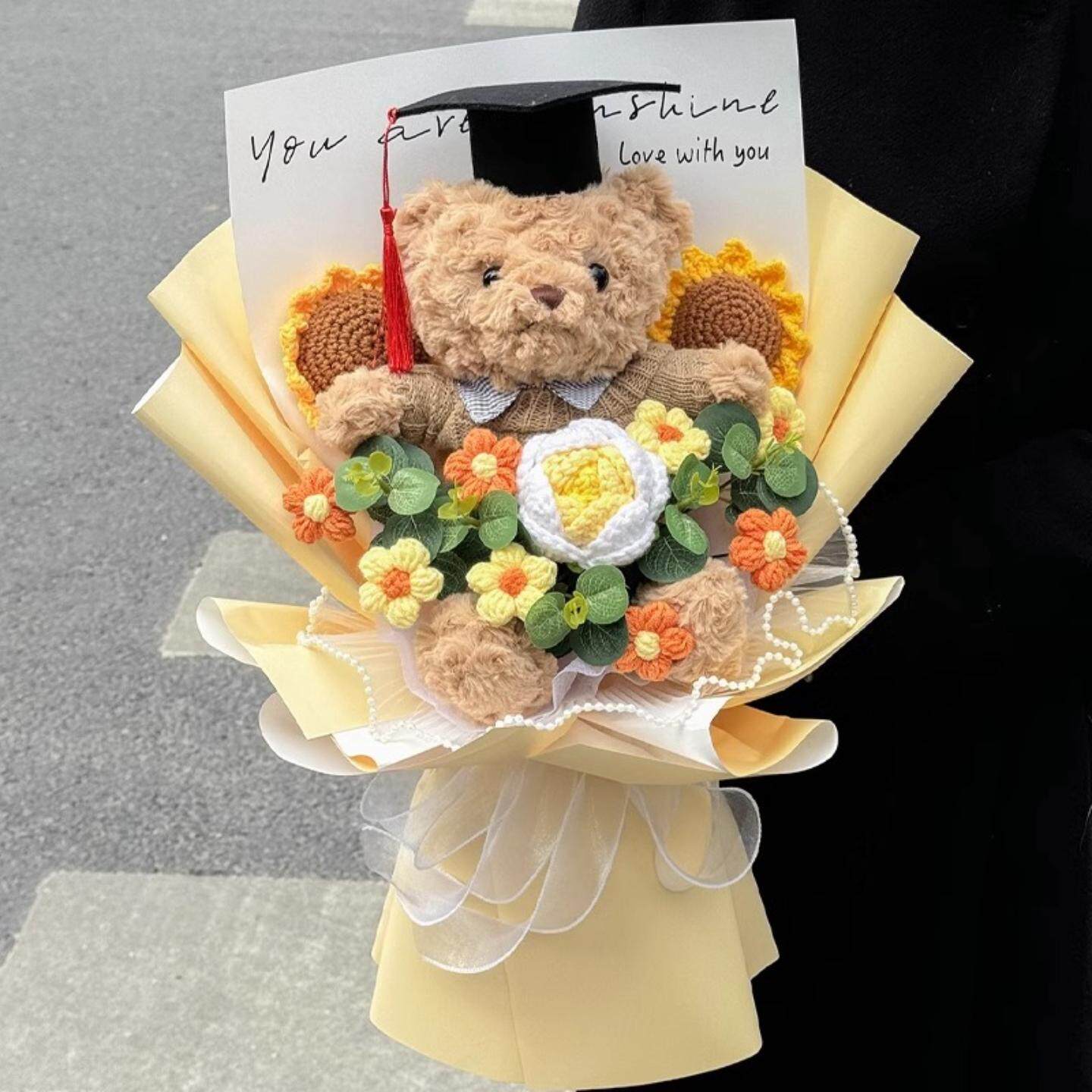 创意中高考仿真向日葵玫瑰花束+