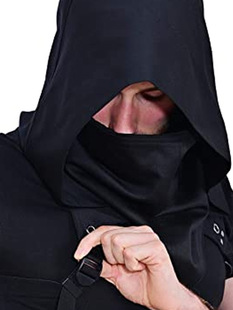 圣诞节cos复古赛博朋克帽子连帽防风帽黑色蒙面兜帽刺客射手头套