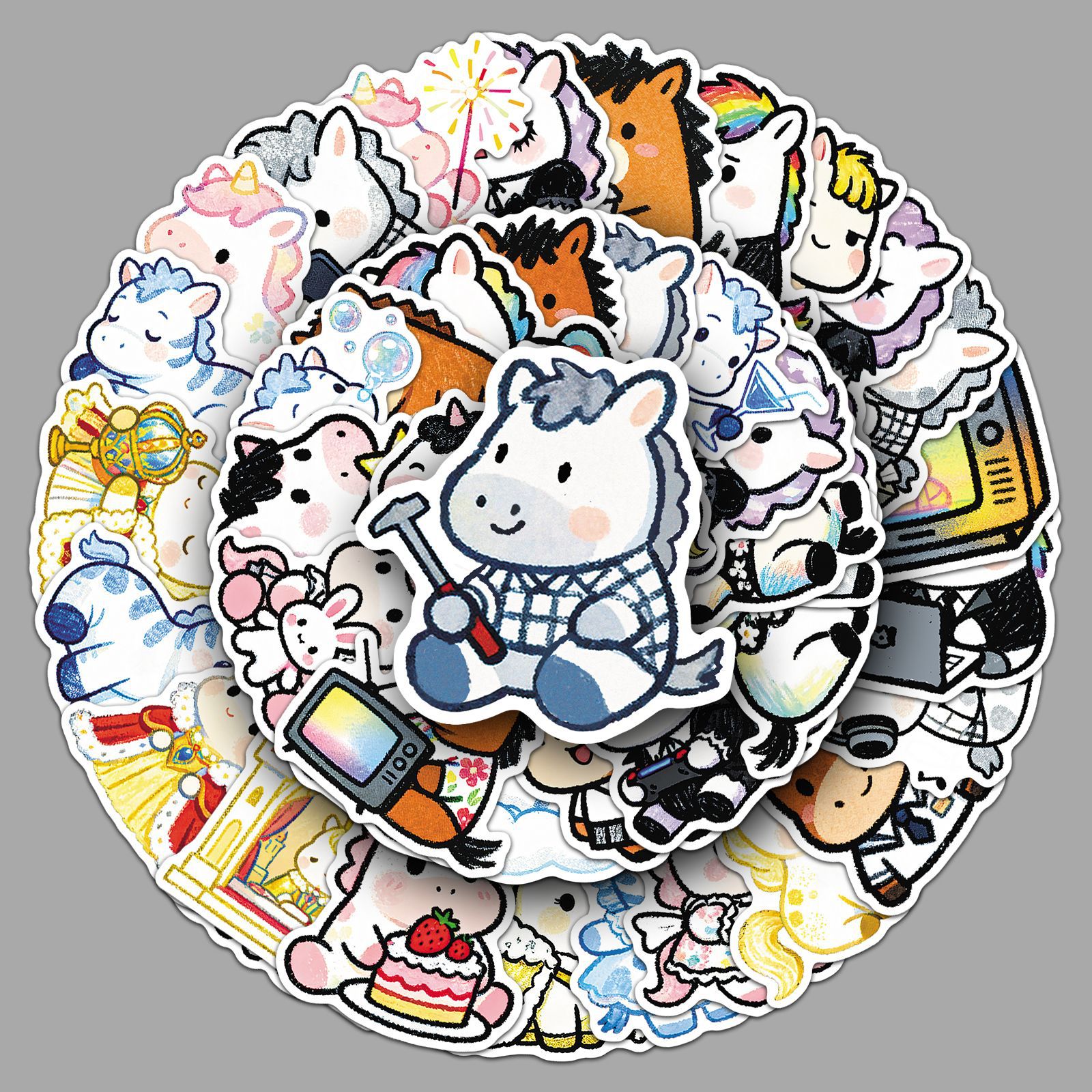 2026马年50张卡通小马驹贴纸手帐