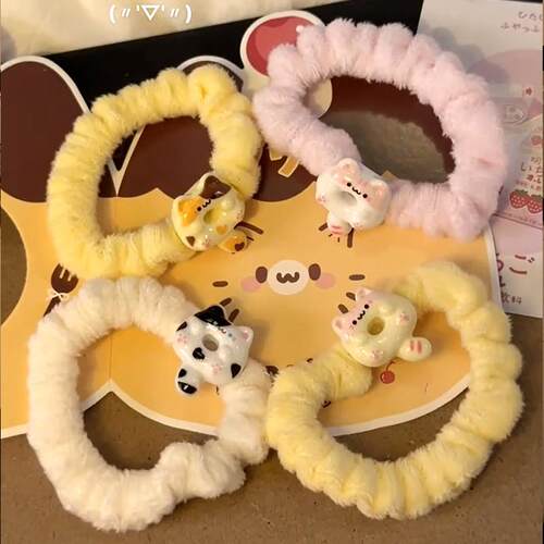 可爱猫咪甜甜圈毛绒小肠发圈