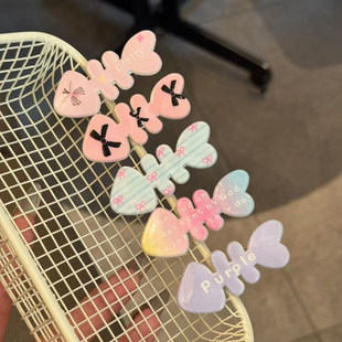 甜美彩色鱼骨KT发夹边夹多巴胺糖果卡通百搭鸭嘴夹日韩百搭夏发卡