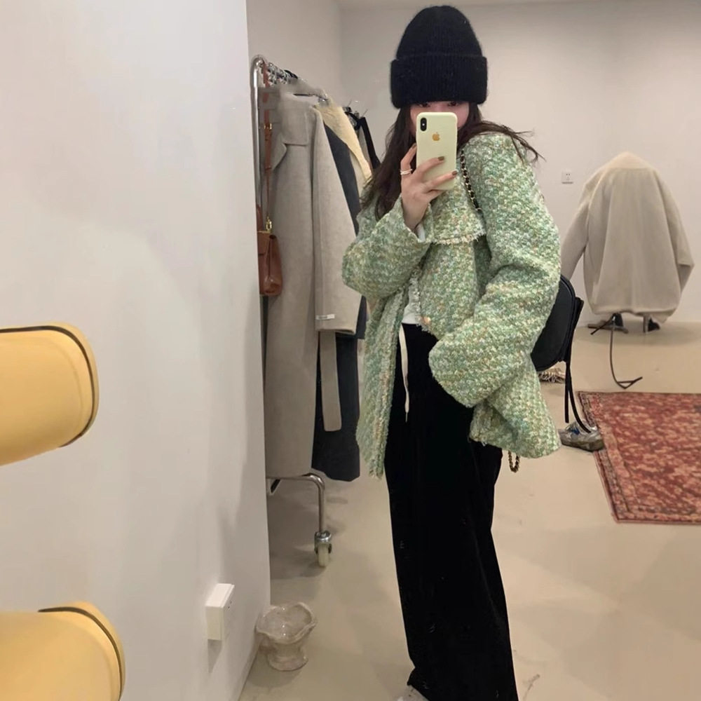黑哥 加棉香!精致温暖粗花呢小香短外套女冬气质夹棉上衣