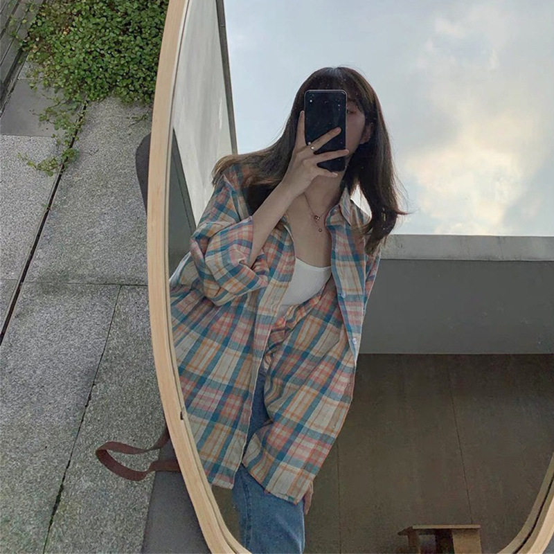 格子衬衫女夏季薄款2023新款设计感小众小个子衬衣外套防晒衫上衣
