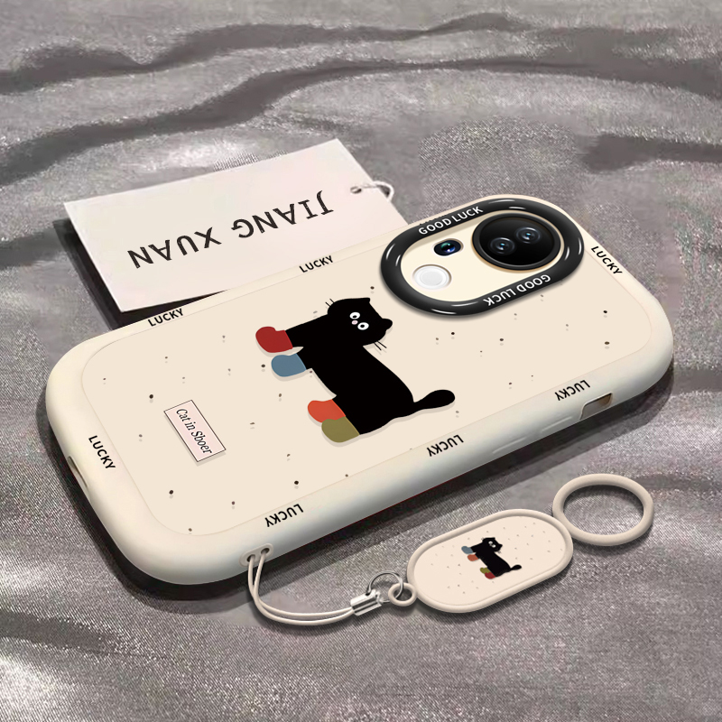 泼墨猫咪适用vivos20pro手机壳新款s20简约2024新品s19液态vivo硅胶s18透明s17高级感s16全包防摔vivi系列