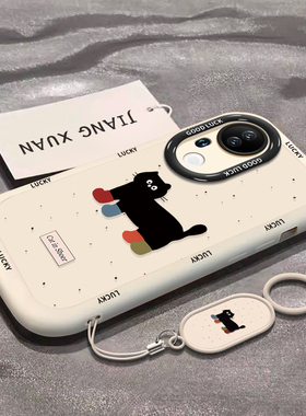 泼墨猫咪适用vivos20pro手机壳新款s20简约2024新品s19液态vivo硅胶s18透明s17高级感s16全包防摔vivi系列