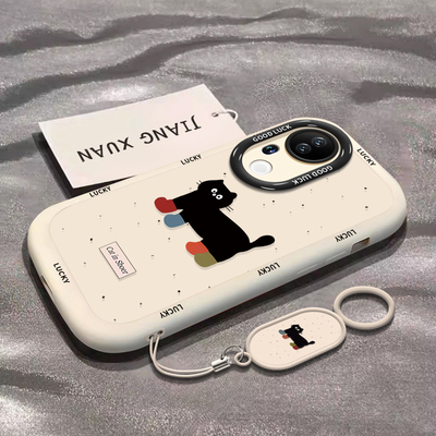 泼墨猫咪适用vivos20pro手机壳新款s20简约2024新品s19液态vivo硅胶s18透明s17高级感s16全包防摔vivi系列