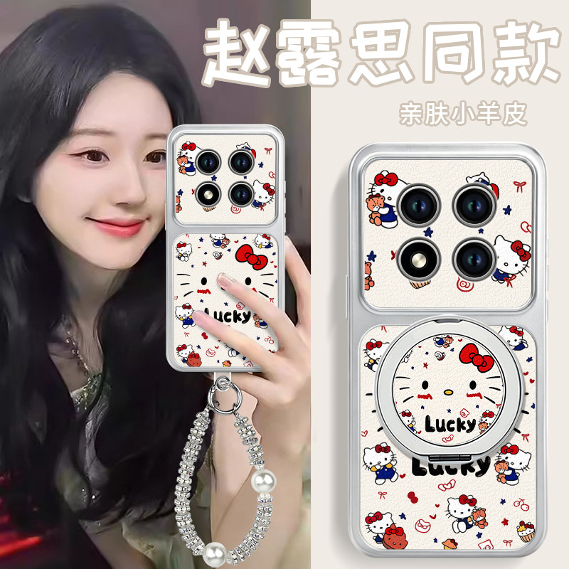 适用红米note15pro手机壳note14套新款redmi带支架13红色猫咪12保护11se全包turbo3高级10外壳redminote9小米