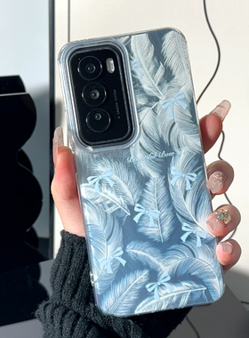 羽毛蝴蝶适用oppoReno12手机壳Reno12pro新款羽纱rone保护套0pp0隐形支架opopreno自带opp0pp0pporeno12 系列