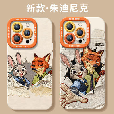 疯狂动物城适用苹果16promax手机壳新款iphone17pro套14plus尼克朱迪15保护13的xs情侣11过年12外壳x全包ip