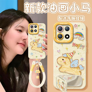 油画小马适用一加15手机壳13保护套1+12新款1加13液态硅胶oneplus保护11pro全包10外壳系列9r镜头8t软por