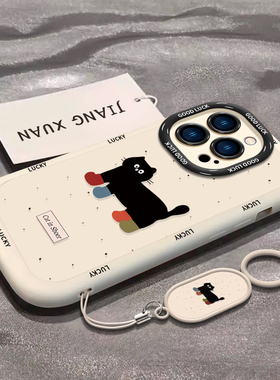 泼墨猫咪适用苹果16手机壳新款iphone15promax套14pro镜头15全包13mini的x/xs十五plus保护i11软xr防摔ip12