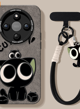 可爱小猫适用荣耀X70手机壳X60竞速版X50pro套x5o叉x30带挂绳硅胶保护honor华为全包x20se新款x40镜头i