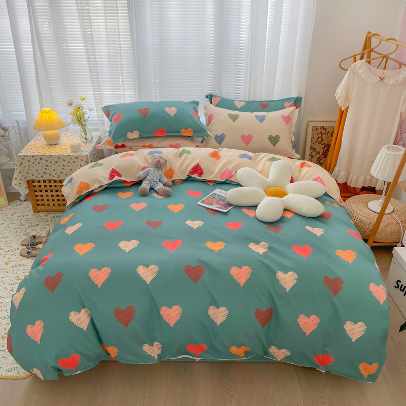 磨毛床上四件套纯水洗棉斜纹被罩单人学生M宿舍寝室上下铺三件套