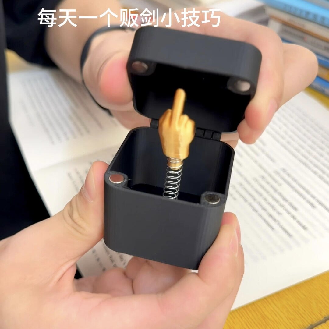 3d打印中指盒子竖中指礼物盒创意整蛊小礼物小玩具小摆件恶搞黑盒