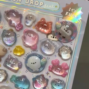 日系卡通唯美3d立体浮雕亚克力钻石宝石贴纸儿童女孩手机装饰贴画