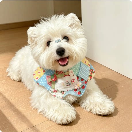 拼布狗狗口水巾宠物围脖猫咪围兜西高地装扮小配饰小型犬口水巾