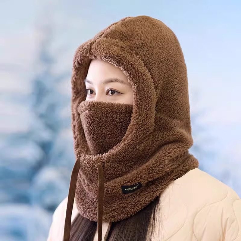 冬季帽子围脖一体骑电动车套头帽