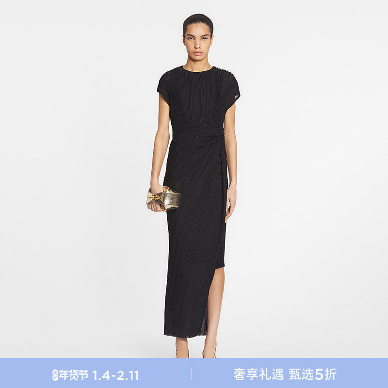 【新年甄选】LANVIN浪凡 女士优雅褶皱修身不规则长裙,女装/女士精品,连衣裙,淘宝优惠券,粉丝福利购,淘宝优惠卷