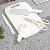 食品级厨房不锈钢刀具五件套装 家用水果刀剪刀削皮刀菜板组合工具