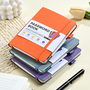 A6随身绑带高档羊巴软面抄密码记录本带彩色字母标签用于用于计算机和网站登录密码保存管理器号码簿管理本子