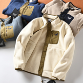 600克重磅抓绒衣双面摇粒绒外贸户外山系拼接口袋立领卫衣外套男