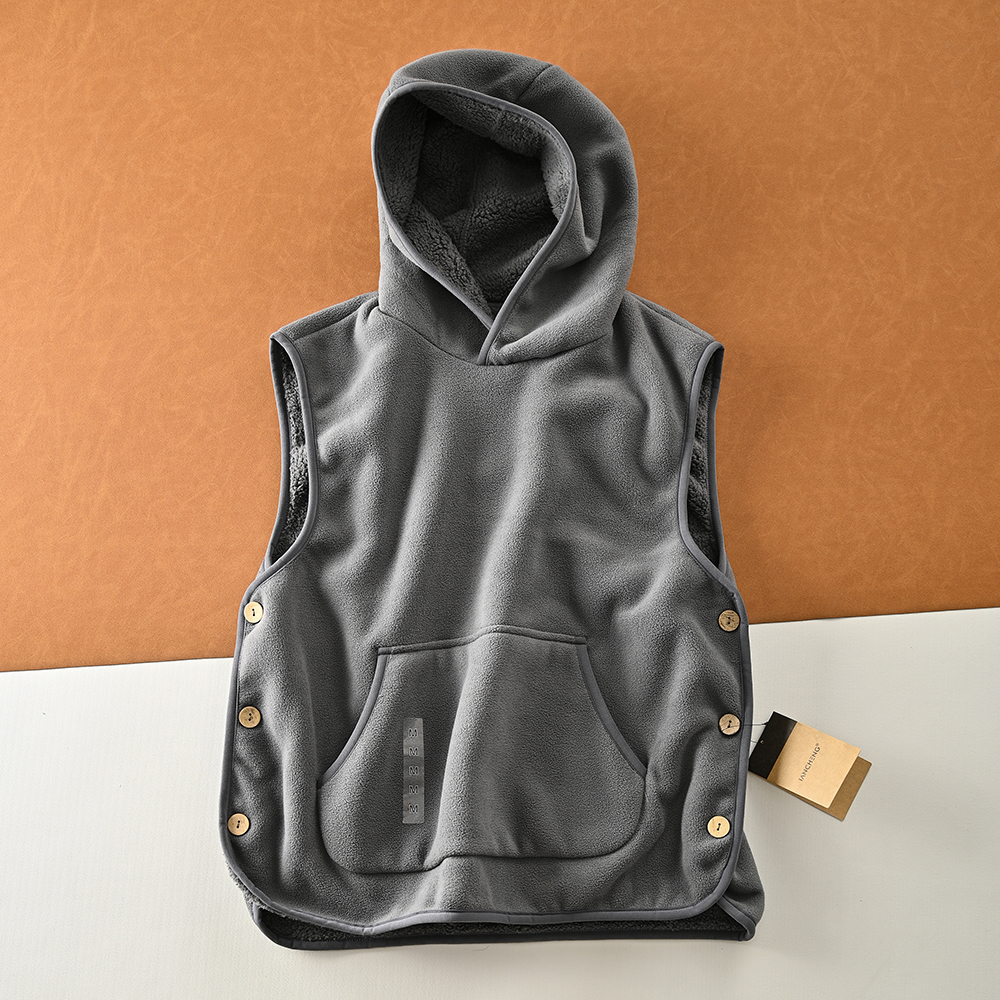 日系男女款摇粒绒叠穿马甲