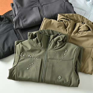 飞禽鸟平替 秋冬户外软壳衣男士复合加绒防风防水连帽冲锋衣外套